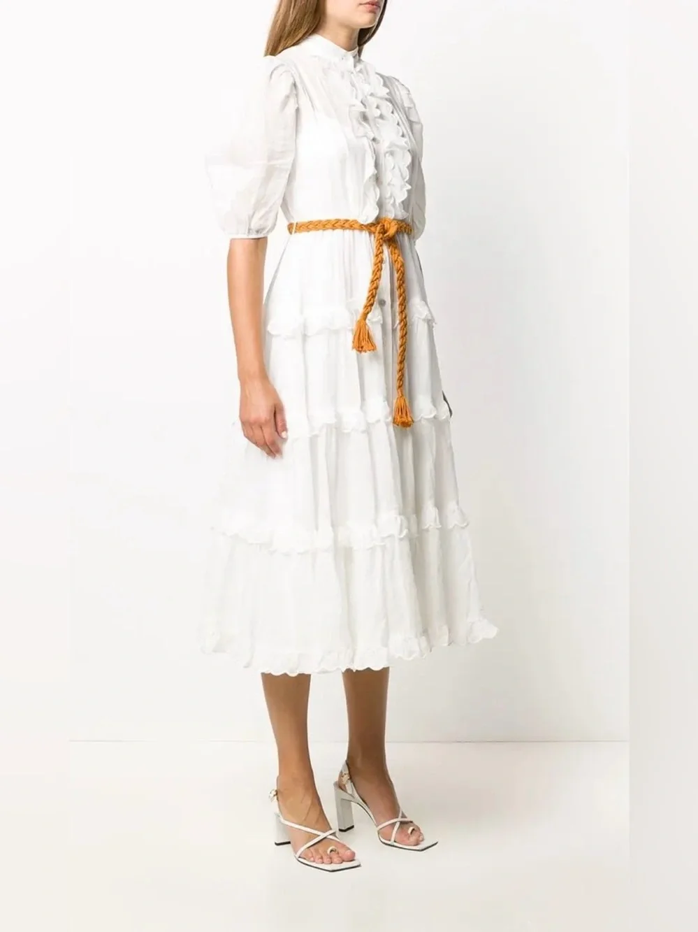 Amelie Scallop Frill Ramie Dress - Picture 3 of 8
